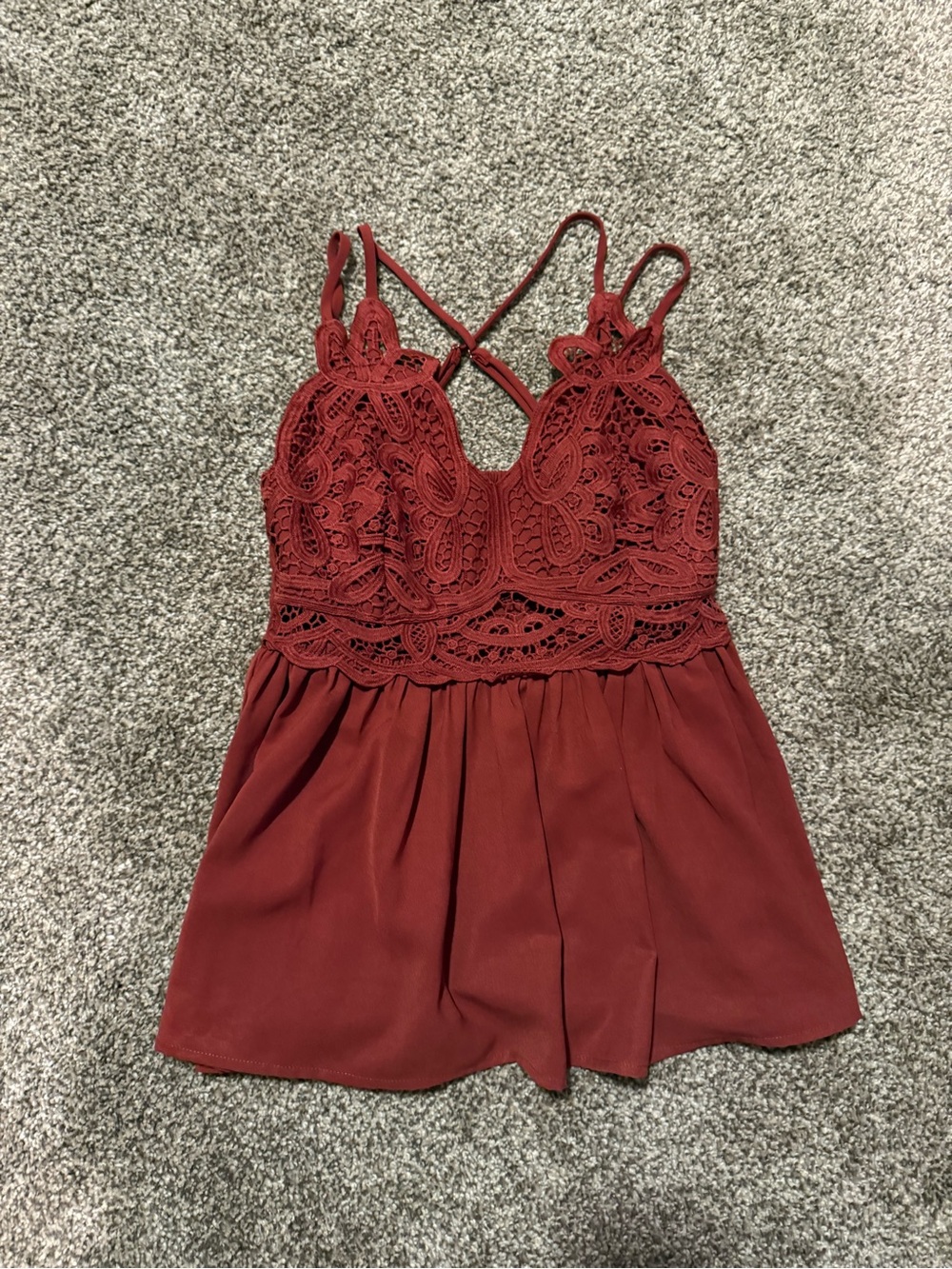 Lace Bodice Spaghetti Strap Romper in Deep Rust